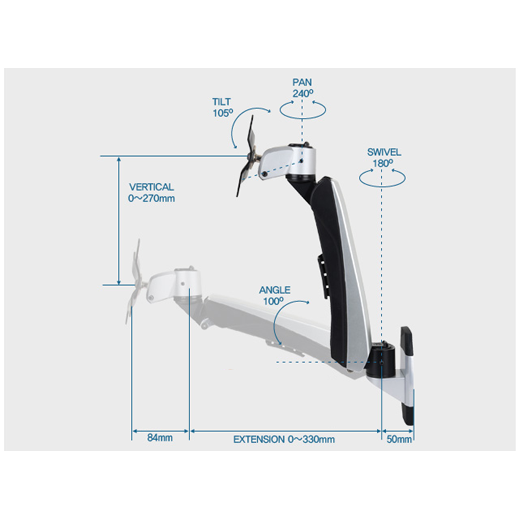 Infinite Single Monitor Arm MR115 Dimensions Infinite Single Monitor Arm MR115 Dimensions