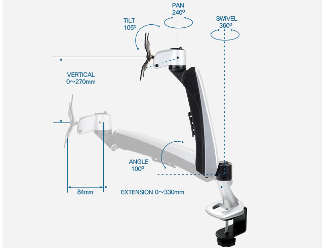 Infinite Single Monitor Arm MR130 Dimensions Infinite Single Monitor Arm MR130 Dimensions