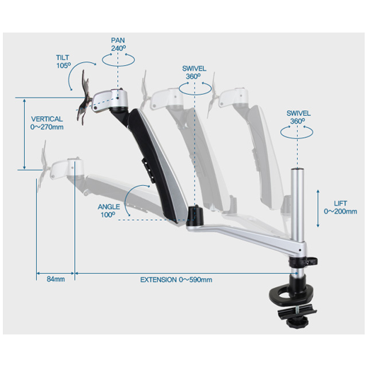 Infinite Single Monitor Arm MR141 Dimensions Infinite Single Monitor Arm MR141 Dimensions