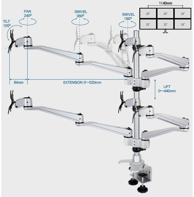 Infinite Four Monitor Arm MR170 Dimensions Infinite Four Monitor Arm MR170 Dimensions