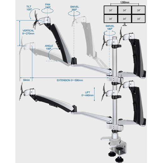 Infinite Four Monitor Arm MR175 Dimensions Infinite Four Monitor Arm MR175 Dimensions