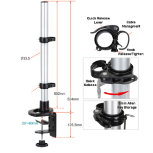 Infinite Triple Monitor Arm MR151 Pole Dimensions