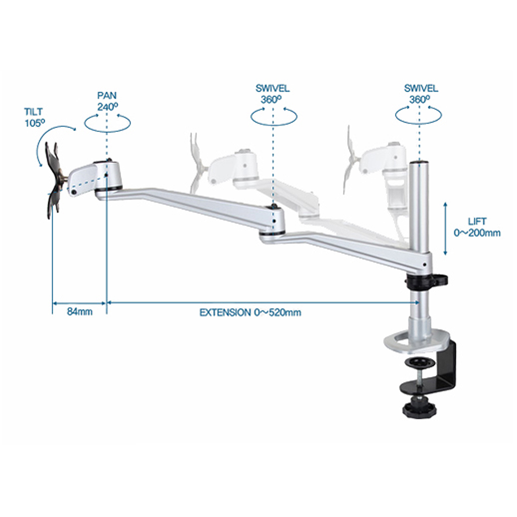 Infinite Monitor Arm MR121 Dimensions Infinite Monitor Arm MR121 Dimensions