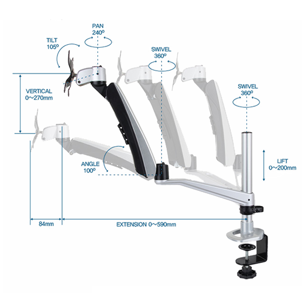 Infinite Single Monitor Arm MR126 Dimensions Infinite Single Monitor Arm MR126 Dimensions