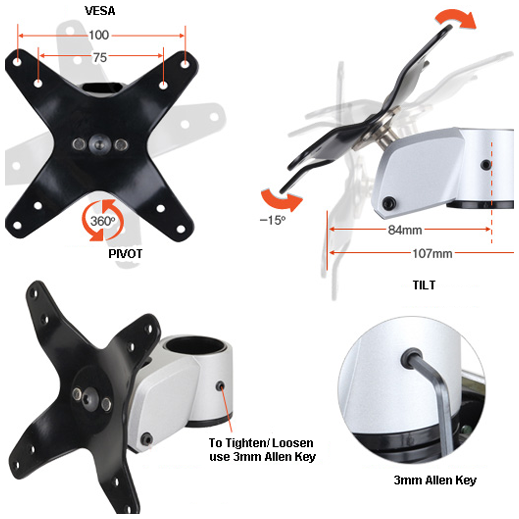 Infinite Single Monitor Arm MR117 Vesa Dimensions Infinite Single Monitor Arm MR117 Vesa Dimensions