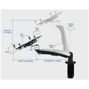 Infinite Monitor Arm MR130NB Dimensions