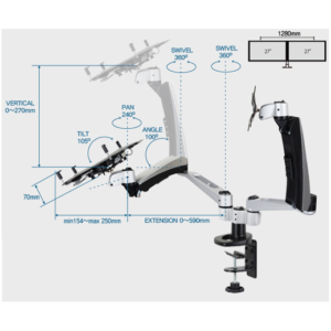 Infinite Monitor Arm MR132NB Dimensions