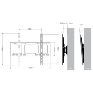 TV Bracket Full Motion LCD43FM Dimensions