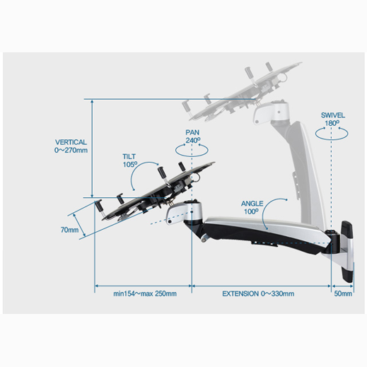 Infinite Monitor Arm MR115NB Dimensions 2 Infinite Monitor Arm MR115NB Dimensions 2