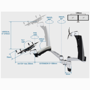 Infinite Monitor Arm MR117NB Dimensions