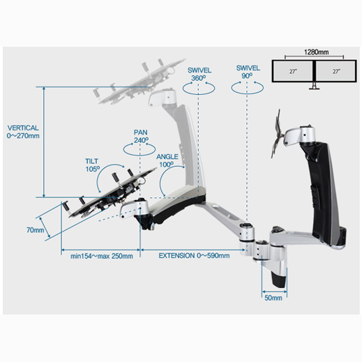 Infinite Monitor Arm MR117NB Dimensions Infinite Monitor Arm MR117NB Dimensions