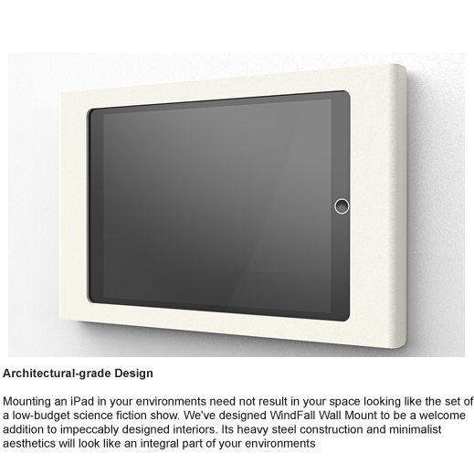 Wall Mount with POE for iPad Air and iPad Pro Design Wall Mount with POE for iPad Air and iPad Pro Design