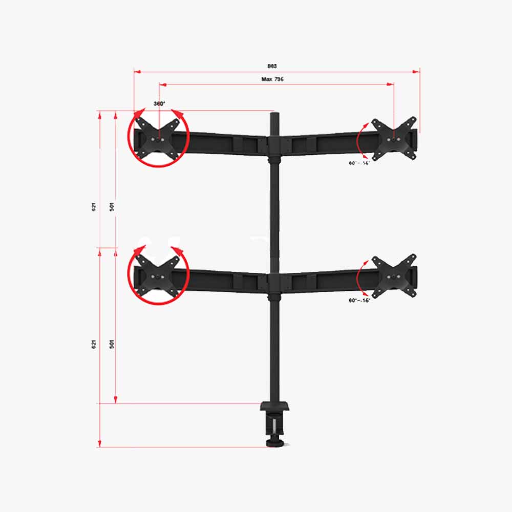 MR201 Monitor Mount Multi Dimensions