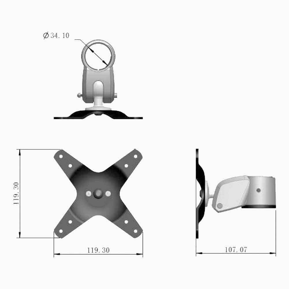 MR250 Monitor Arm Mount HD Dimension