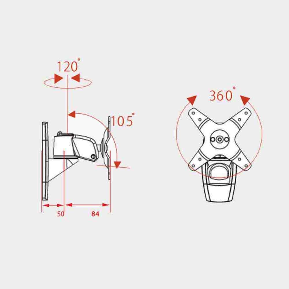 MR250 Monitor Arm Mount HD Dimensions